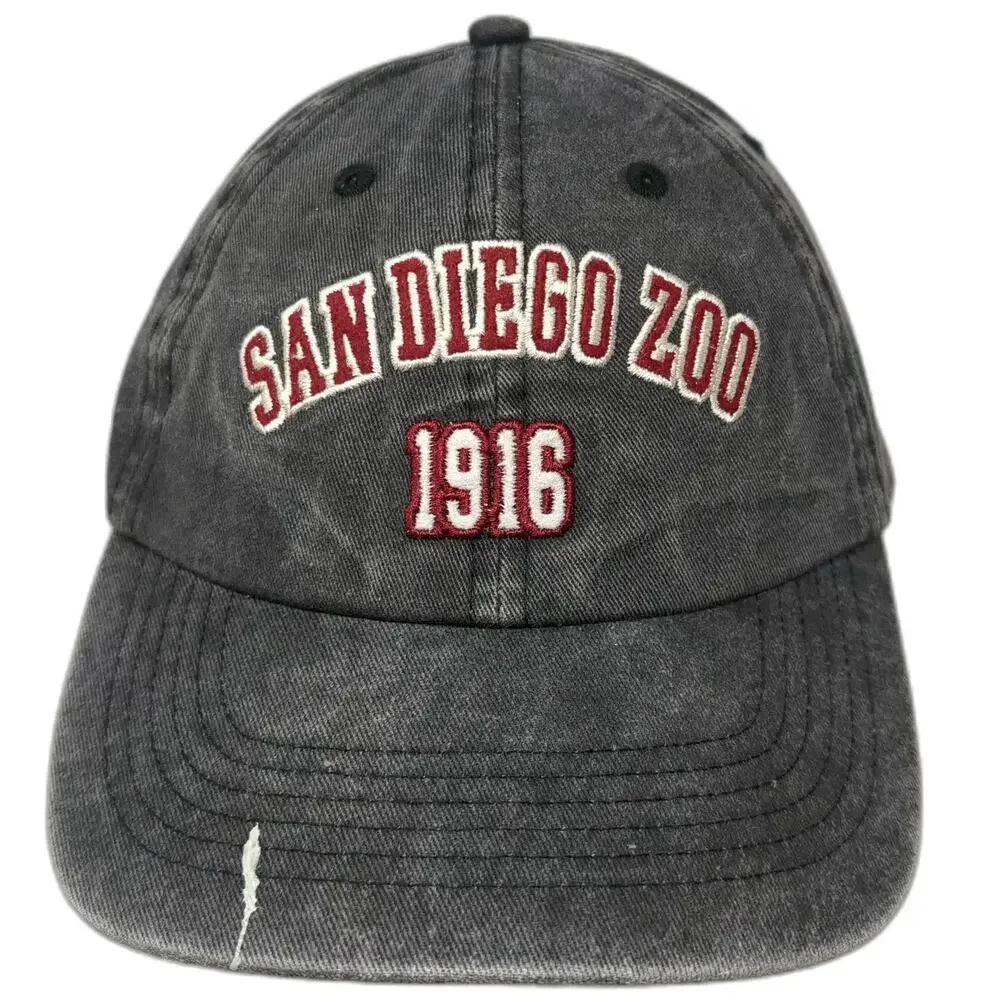 San Diego Zoo Baseball Cap Gray One Size Embroidered Washed Cotton Hat 1916